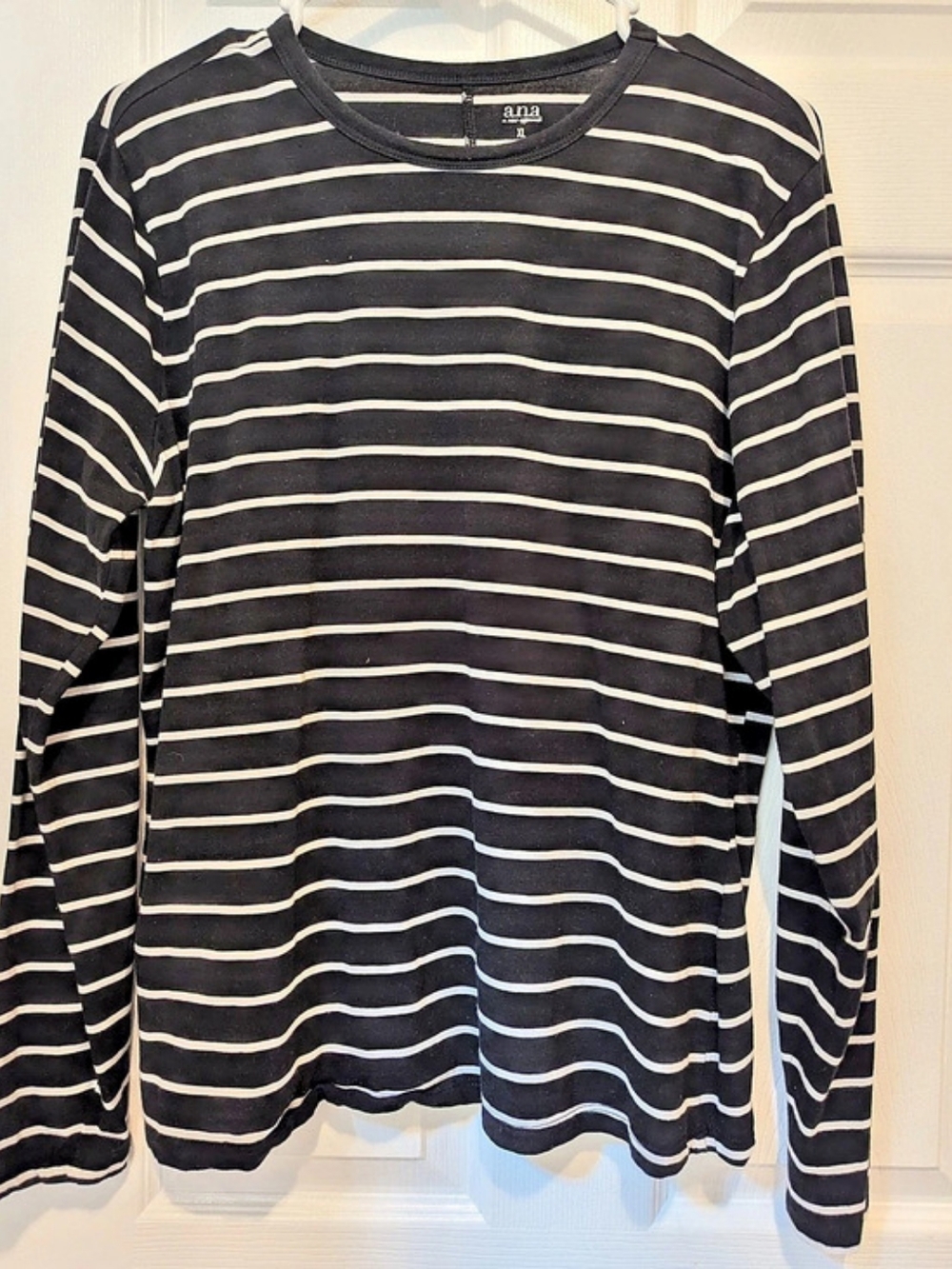 a.n.a Striped Long Sleeve Top in Black & White Size XL